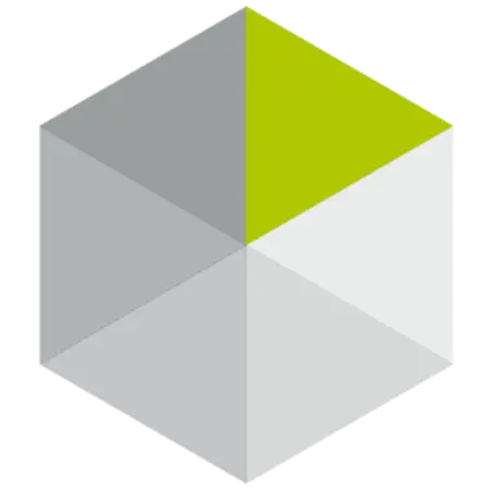 Hexagonal unitop logo with light green coloured triangle at the top right.