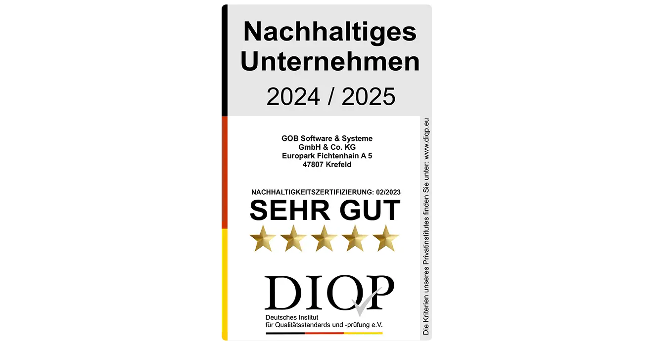 DIQP-Nachhaltigkeitssiegel 2024–2025: Nachhaltiges Unternehmen GOB