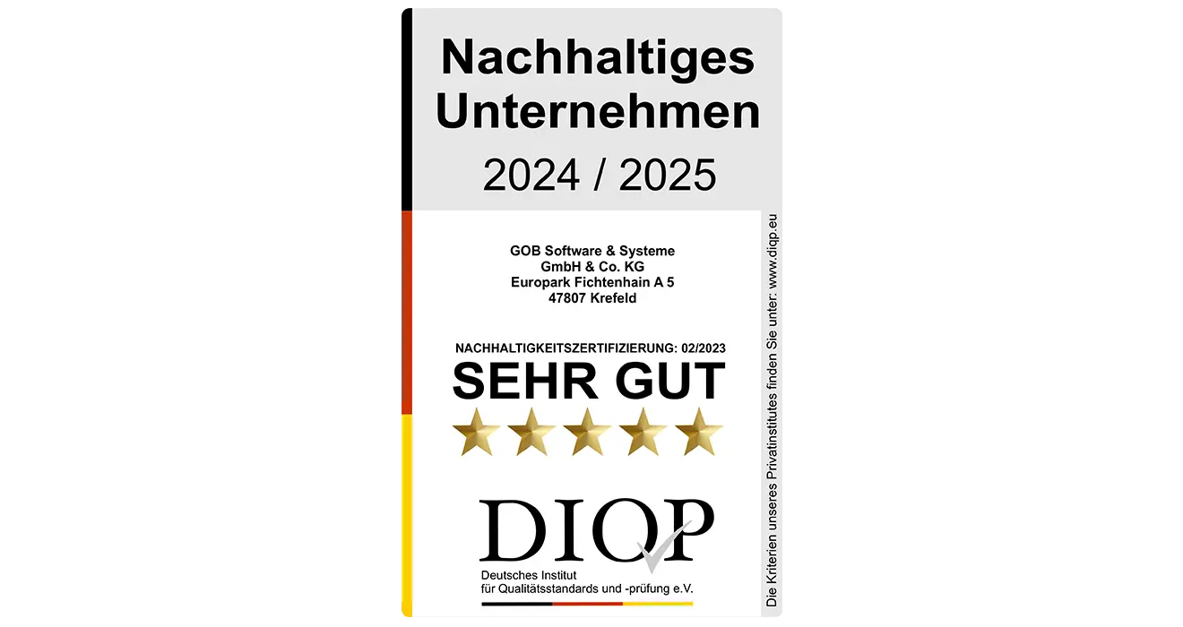 DIQP sustainability seal 2024-2025: Sustainable company GOB