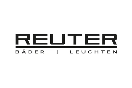 Logo von Reuter Bäder | Leuchten in schwarzer Schrift auf weißem Hintergrund.