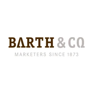 Firmenlogo von BARTH & CO in Großbuchstaben mit Schriftzug „Marketers since 1873“.