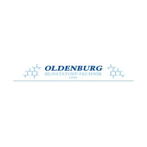 Logo der Oldenburg Kunststoff-Technik GmbH mit blauem Schriftzug und Molekül-Symbolen.