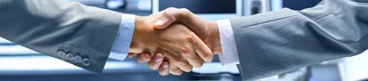 Zwei Geschäftspartner beim Händeschütteln als Symbol für erfolgreiche Partnerschaft