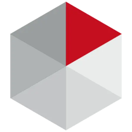 Sechseckiges unitop-Logo mit rot eingefärbtem Dreieck oben rechts.
