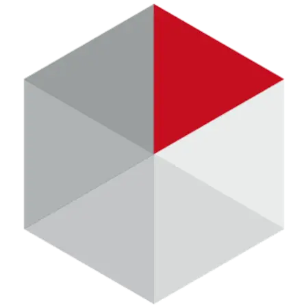 Hexagonal unitop logo with red coloured triangle at the top right.