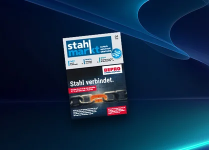 Headergrafik mit stahlmarkt 04/2026 und Fachbeitrag „Optimiertes Coil-Spalten mit unitop“.