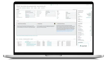 Reklamationsmaske in unitop für den Großhandel:  beschädigte Lieferung – Vorgangsdetails, KI-Analyse