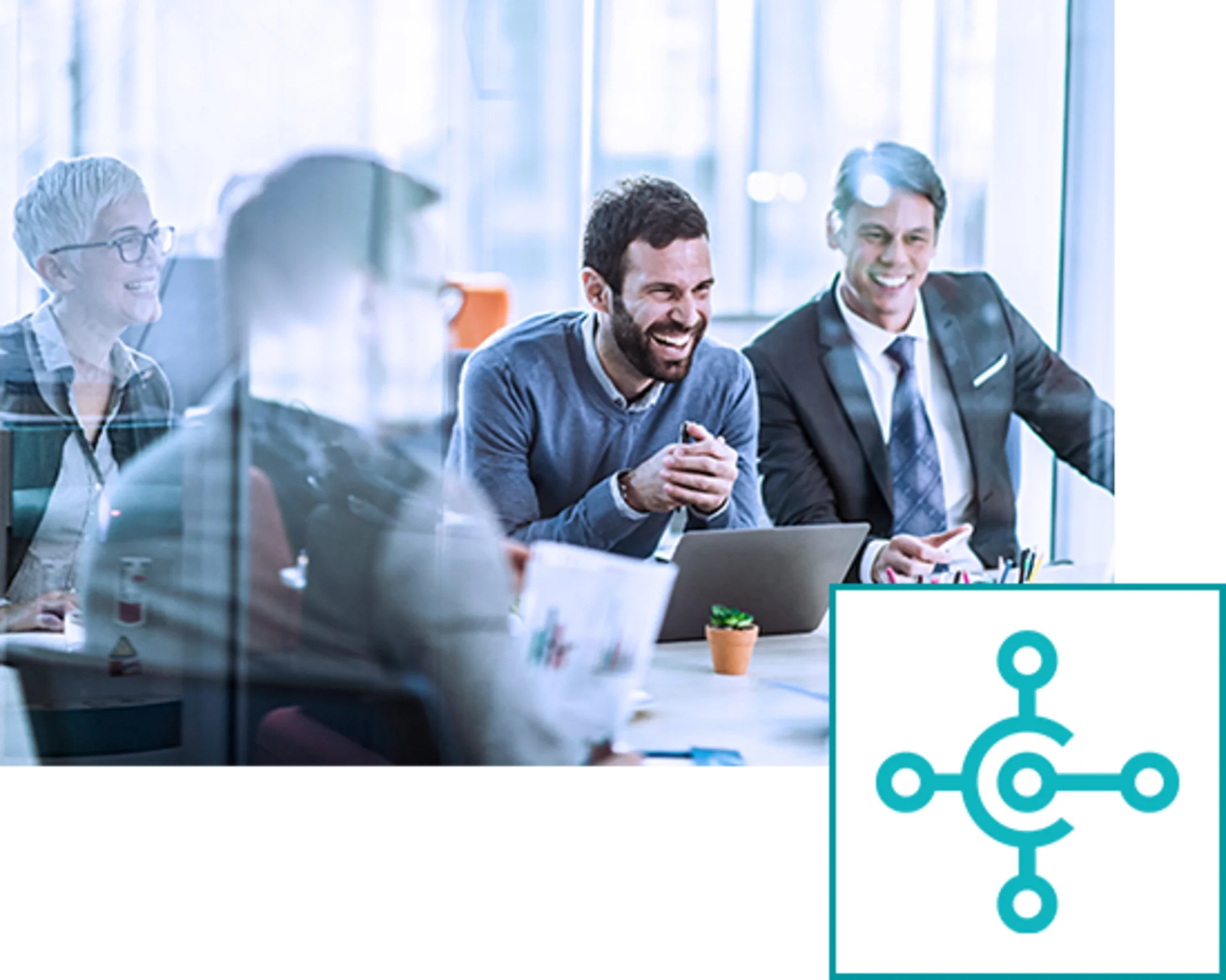 Lachende Menschen in Meeting.