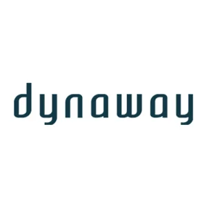 Logo des Unternehmens Dynaway mit dunkelblauer, abgerundeter Schrift auf weißem Hintergrund