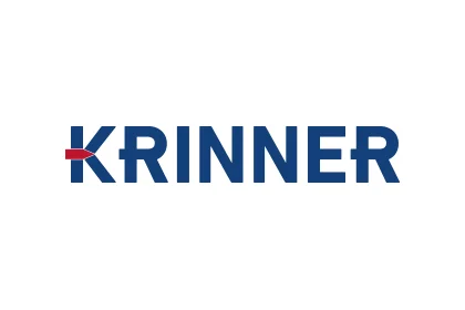 Logo von KRINNER in blauer Großbuchstaben-Schrift mit kleinem roten Balken am K.
