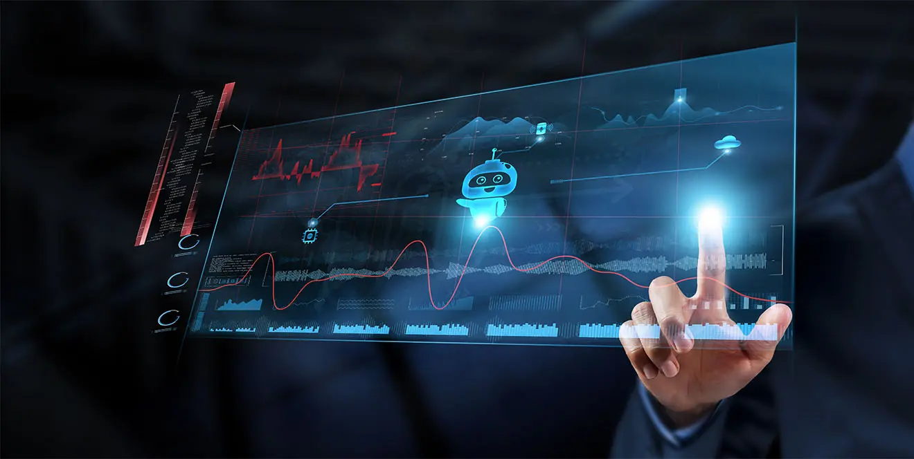 A co-pilot chatbot is controlled and managed via an interactive touchscreen.