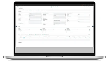 unitop-Maske zu einem Transportauftrag mit Tourdaten, Gewichten und Empfängern in unitop.