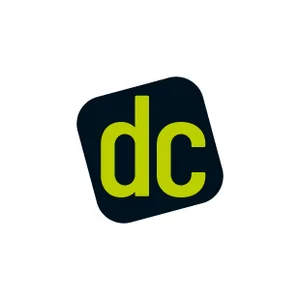Logo of dc AG with light green letters ‘dc’ on a black, slanted Background