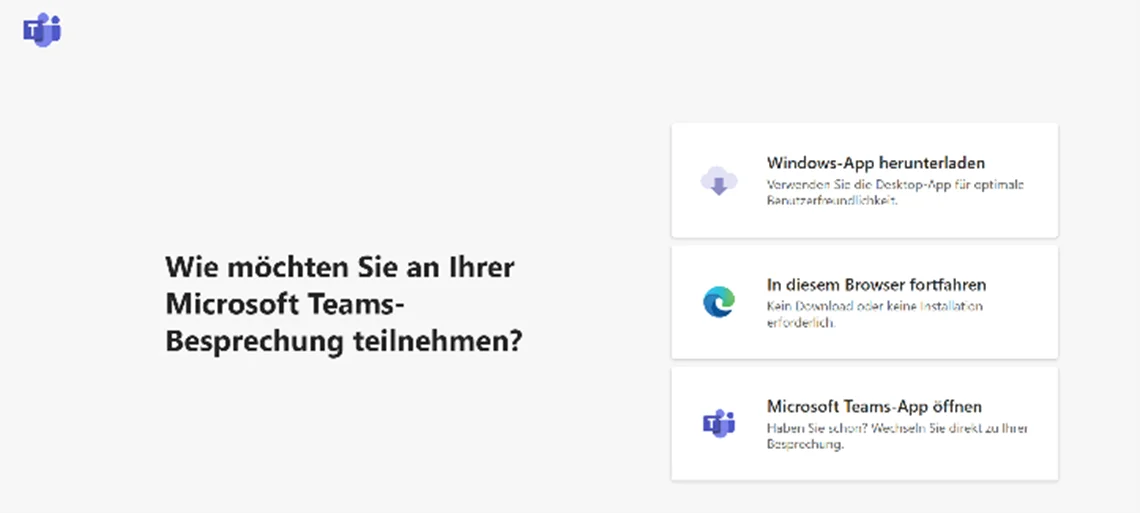 Teams im Browser öffnen