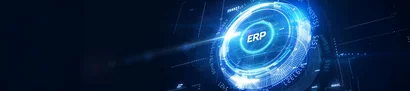 ERP erfolgreich einführen | GOB | 1905 x 425 Pixel Visualisierung eines digital vernetzten Systems zur ERP-Einführung im gesamten Unternehmen