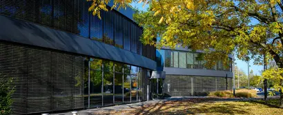 Exterior view of GOB building in autumn