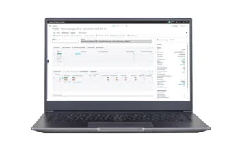 Goods receipt checking ‘Notepad GOB DIN A4’: View with actual value data entry and test results.
