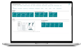 unitop role centre for a technical trading company: tiles, Power BI article cockpit.
