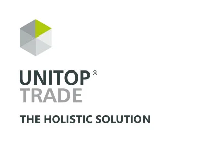 unitop Trade – the holistic ERP solution for trade Logo of unitop Trade with grey wordmark, cube symbol and claim “The holistic solution”.