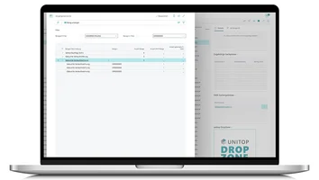 Transaction search with filtered documents and posted sales invoices in the ERP system.