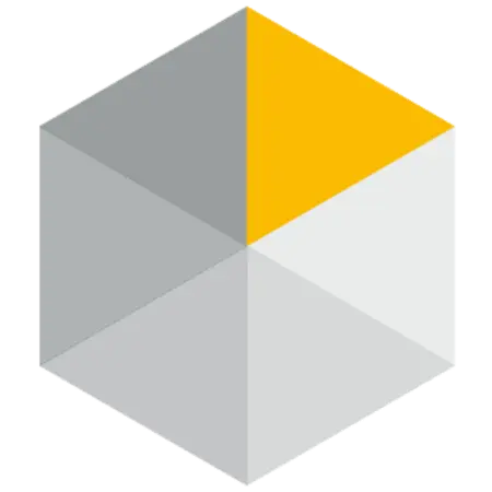 Sechseckiges unitop-Logo mit gelb eingefärbtem Dreieck oben rechts.