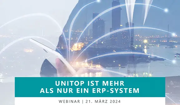 Titelfolie der Webinar-Präsentation "unitop ist mehr als nur ein ERP-System"