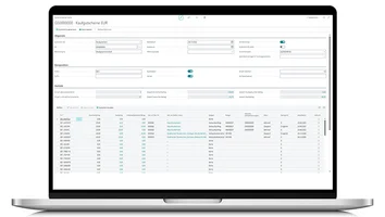 Bildschirmansicht in unitop mit Karte für Kaufgutscheine und Liste einzelner Gutscheincodes.