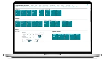 Rollencenter in unitop für Multichannel-E-Commerce mit Kacheln und KPIs.