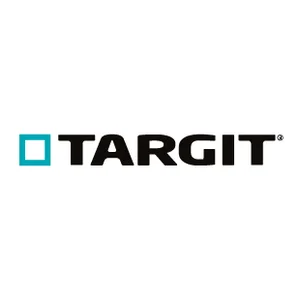 Logo des Business-Intelligence-Anbieters TARGIT mit schwarzem Schriftzug und türkisfarbenem Quadrat