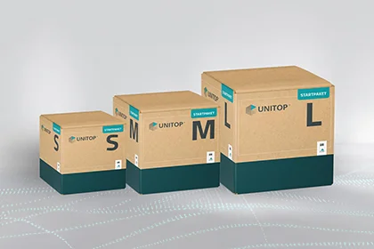 The unitop starting packages in sizes S, M, and L unitop starting packages S, M, L