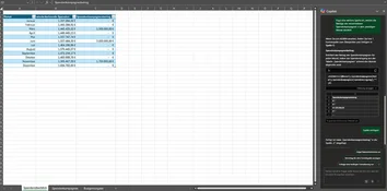 Microsoft 365 Copilot analysiert in Excel den Spendenkampagnenbetrag und stellt ihn tabellarisch dar