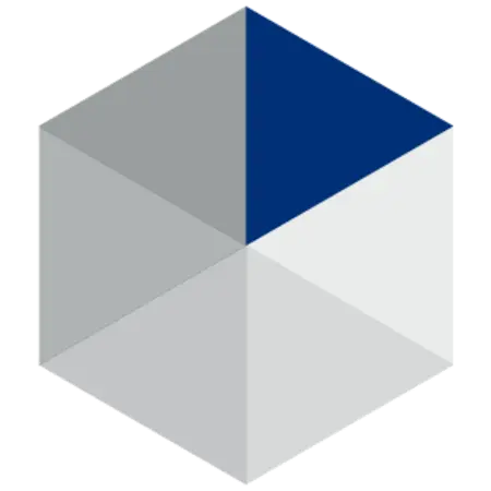 Sechseckiges unitop-Logo mit dunkelblau eingefärbtem Dreieck oben rechts.