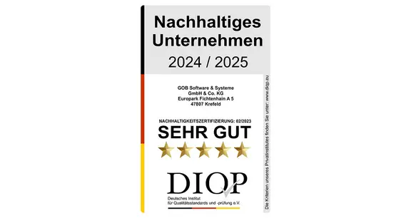 DIQP-Nachhaltigkeitssiegel 2024–2025: Nachhaltiges Unternehmen GOB