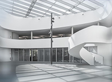 Atrium in the modern, light-flooded new GOB building