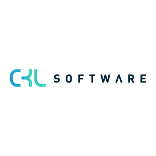 CKL Software: logo Logo of CKL Software GmbH with stylised lettering in shades of blue and turquoise on White