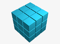 Modern, 3-dimensional turquoise unitop cube